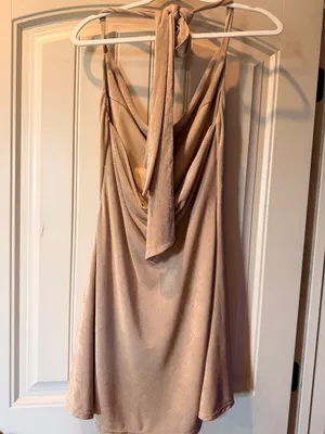 Lena NWT Champagne Halter Dress small thumbnail 3