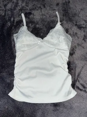 White Lace Trim Cami Top thumbnail 1