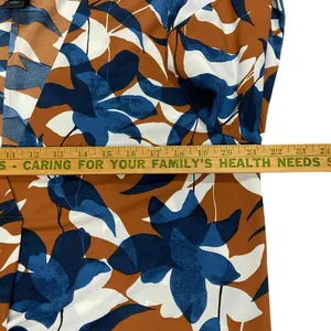 Ann Taylor Factory Women Rusty Orange White Blue Floral Blouse Long Sleeve Sz L thumbnail 3