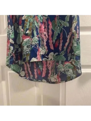 Fun 2 Fun Blue Tropical Lace Bib High Low Vacation Summer Dress thumbnail 2