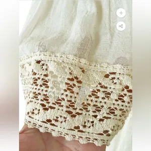 Victor Costa Mexican Wedding Dress Ivory Cotton Gauze & Lace Dress 1970 Size 0 thumbnail 15