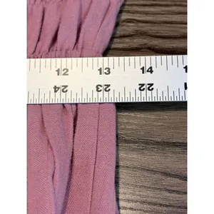 BALILN Dusty Pink Linen Maxi Dress Smocked Long Puff Sleeve Tiered Boho XL thumbnail 13