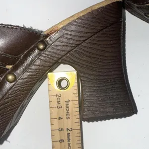 Route 66 Y2K 2000s‎ Platform Chunky Brown Faux Leather Strappy Heel Mules Clogs thumbnail 15