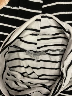 Striped Black and White Long-Sleeve Boatneck Top thumbnail 5