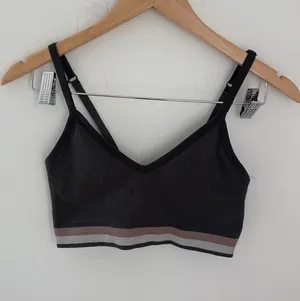 Spanx Seamless Ribbed‎ Bralette Charcoal Grey V-Neck Adjustable Straps Medium thumbnail 1
