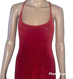 Kinaara red sparkly sleeveless evening gown thumbnail 2