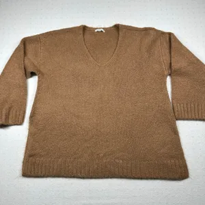 Z Supply Women’s V-Neck Knit Sweater Top Brown Size Large thumbnail 1