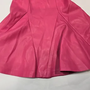 Susana Monaco Faux Leather Corset Flare Dress in Azalea thumbnail 5