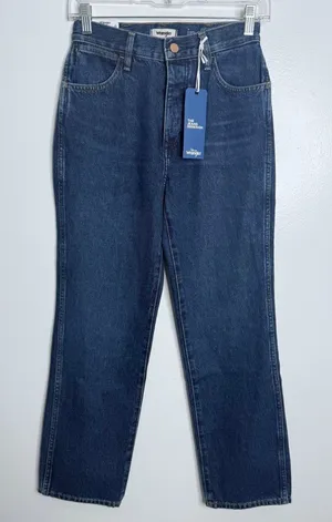 NWT Wrangler Wild West 603 Indigood High Rise‎ Straight Blue Wash Size 25 x 28 thumbnail 1