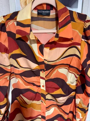 Kittenish Multicolored Button Down Shirt Dress thumbnail 3