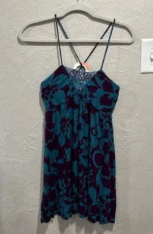 Free People Y2K Blue And Purple babydoll Dress Tunic Size Small thumbnail 1