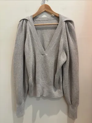 IRO Jamys Sweater Grey Cotton Cashmere Grey Knit Size Small thumbnail 2