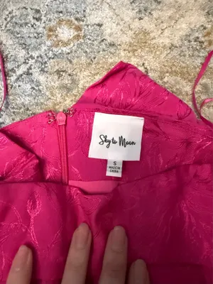 Mini Sky to Moon Dress Pink Strapless Satin Floral Print thumbnail 4
