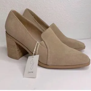 JOIE Beige Suede Block Heel Mules Shoes 8.5 NWOB thumbnail 2