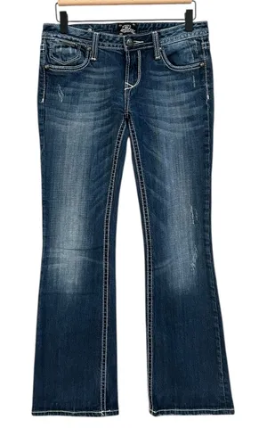 Rock For Express Y2K‎ Jeans Womens Size 6R Boot Cut Dark Wash Denim Embellished thumbnail 1