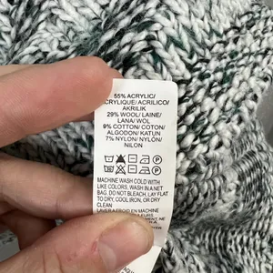 Lucky Brand Sweater Women's XL Green White Cowl Neck Aztec Fringe Wool Blend thumbnail 6