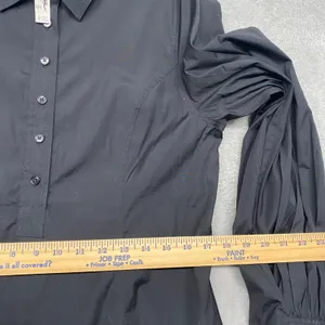 Madewell Dress 8 Black Seamed Long Sleeve Mini Poplin Shirtdress Pockets‎ NV025 thumbnail 8