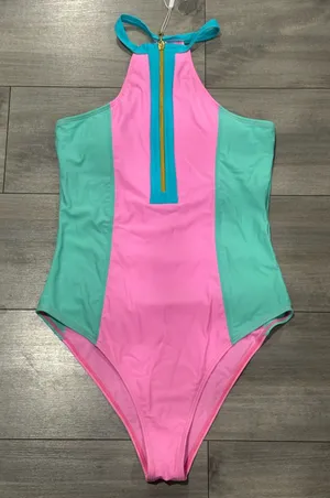 🆕 Pink and Green Women's Swimsuit Size M thumbnail 1