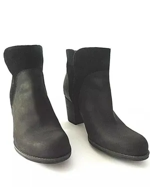 Timberland Rudston Black Leather & Suede‎ Block Heel Ankle Boots Size 9 thumbnail 1