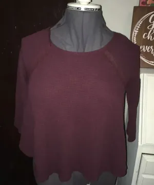 Oversized Free People thermal with lace panel back thumbnail 1