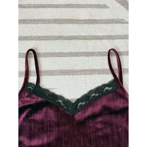 90s Y2k Womens Burgundy Velvet Lace Babydoll Vampy Whimsigoth Cami Tank Top Sz M thumbnail 8