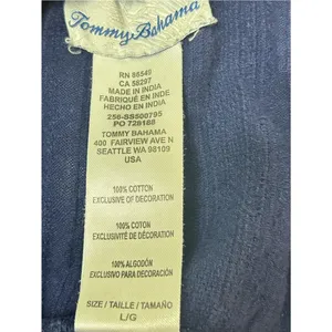 Tommy Bahama Navy Blue Tiered Mini Dress Size L 100. % Cotton vacation beach thumbnail 11