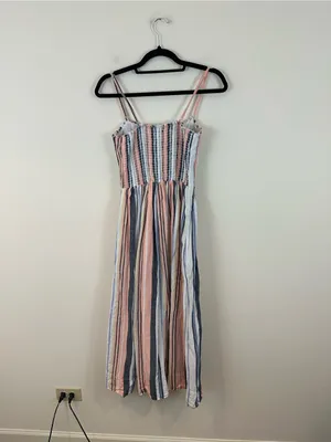 Free People Lilah Pleated Tube Dress Multi Maxi Stripe Boho Small Women's thumbnail 6