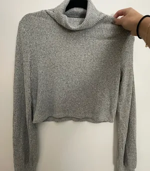 Garage Light Gray Ribbed Turtleneck Sweater thumbnail 1