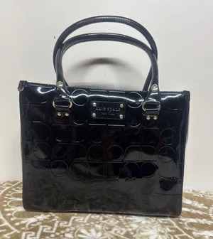 kate spade Black Patent Satchel with Embossed Circle Pattern thumbnail 1