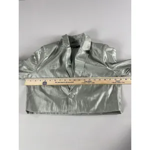 Nasty Gal Satin Cropped Blazer Size 4 Mint Shimmer New With Tag thumbnail 11