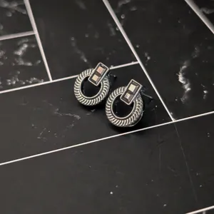 Grey & Dark Silver Tone Small Stud Earrings thumbnail 2