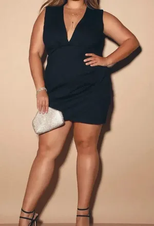 #74 NWT Lulu's Black V-Neck Sleeveless Mini Dress Size 3X thumbnail 1