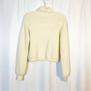Petal + Pup Freddie Ribbed Knit Balloon Sleeve Turtleneck Sweater Ivory Cream thumbnail 5