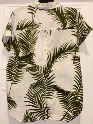Naturals d&co Tropical Palm Print Linen Short Sleeve Shirt thumbnail 2