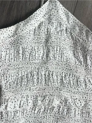 NWT Express White Black Polka Dot Smocked Midi Dress XL Tie Strap thumbnail 3