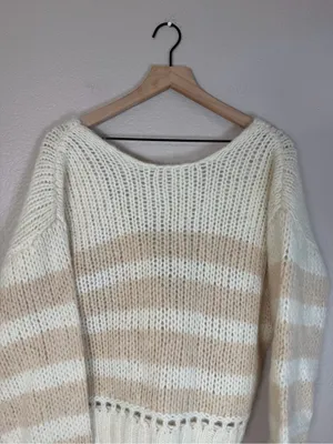 Sezane Lysandre Knit Jumper Sweater in Ecru Camel size Medium $198 thumbnail 10