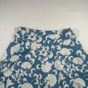 LOFT Women’s Medium Floral A-Line Skirt Blue White Paisley Flare thumbnail 6