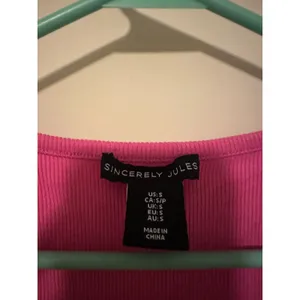 Sincerely Jules Hot Pink Corset Ribbed Tank Top Crop Scoop Neck Faux Boning Sz S thumbnail 3
