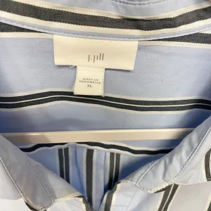 J.Jill Side Button Stepped Hem Tunic Shirt Women XL Blue Striped Coastal Grandma thumbnail 3