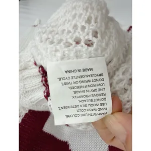 Boston 29 Mesh Knit Sweater Women Small White Burgundy Star thumbnail 5