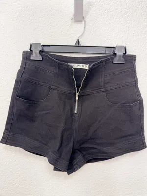 J.ING Jing Black High Waist Zip Front Cotton Blend Summer Casual Shorts NWT thumbnail 3