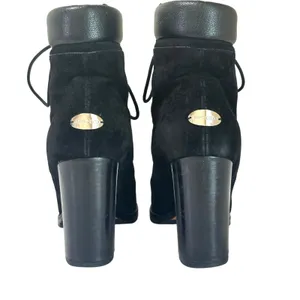 Jimmy Choo Elba 95 Black Suede Fur Pom Pom Lace-Up Boots Size IT‎ 37 US 7 thumbnail 3