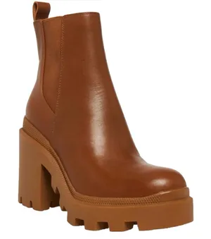 Steve Madden Roxie Cognac Brown Leather Moto Boots Women’s Size 9.5 thumbnail 1