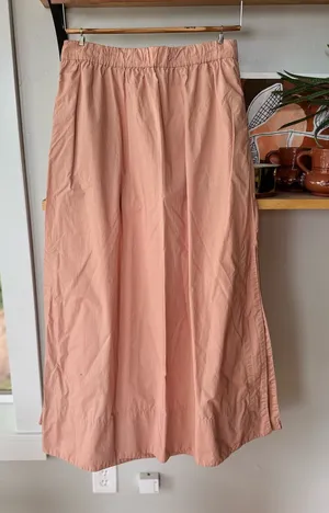 J. Crew Peach Cotton Poplin Elastic-Waist Maxi Skirt Side Slits Size Small thumbnail 1