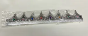 Silver crown with green and pink gemstones and ornate detailing #crown #regal thumbnail 5