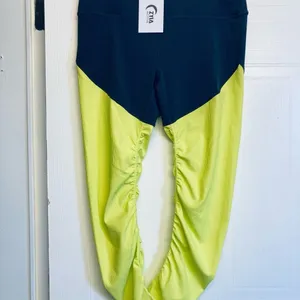 Zyia Active Leggings Womens 12 Neon Yellow Blue Parallel Luxe Hi-Rise 7/8 Yoga‎ thumbnail 3