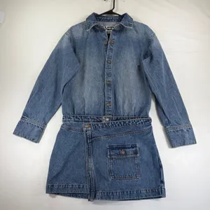 KBB by Kahlana Blue Denim Long Sleeve Wrap Mini Dress Small New with tags thumbnail 2
