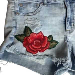 American Eagle Super Stretch Hi Rise Shortie Embroidered Flower Jean Jorts 4‎ thumbnail 2