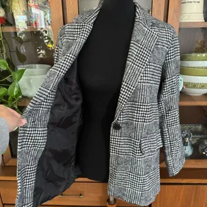 BOOHOO HOUNDSTOOTH CHECK WOOL LOOK BLAZER COAT thumbnail 6