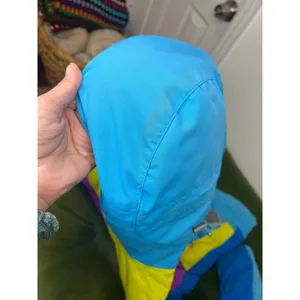 Rare vintage The North Face Jitterbug down jacket in bold blue, pink and yellow thumbnail 11